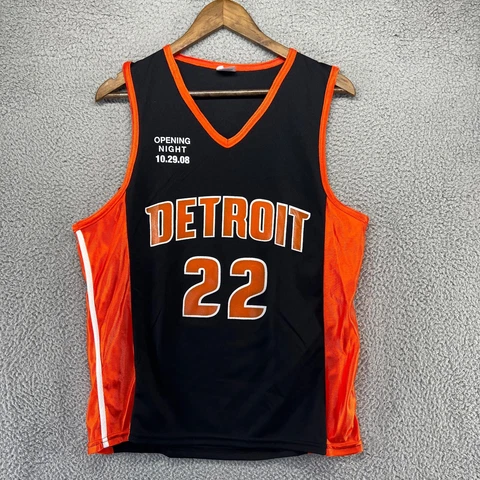 Vintage Detroit Pistons Jersey Men's Large Black Orange Tayshaun Prince 2008 USA Cover