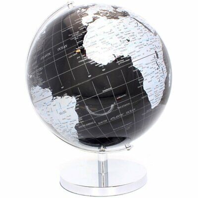 Contemporary Black & Silver Large Globe Metal Base Atlas Table Desk Ornament * • 48.32£
