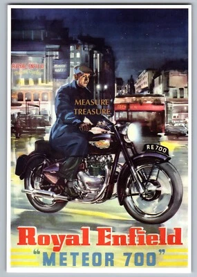 PÓSTER POSTAL C.1990 DE LA DÉCADA DE 1950 ROYAL ENFIELD RE METEOR 700 MOTOCICLETA REINO UNIDO P75 Foto 1 de 2