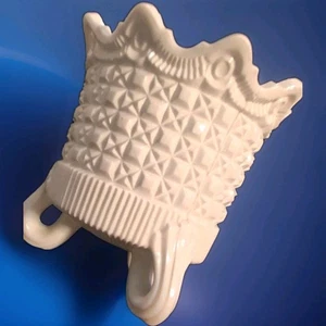 Antique Sowerby White Milk Glass Vase Basket Vintage 3.5” X 3.5” - Picture 1 of 6