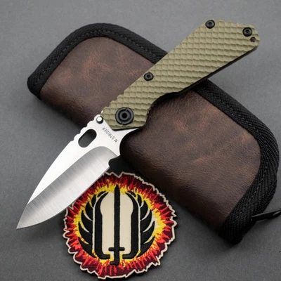 НОВЫЙ! Strider ножи SnG DGG, MagnaCut 3/4 шлифовальный, старинная бронза Ti/OD зеленый G10 - Изображение 1 из 4