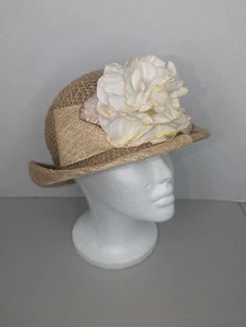 Vintage Platania Floral Straw Rimmed Hat Made In Italy - Picture 1 of 7
