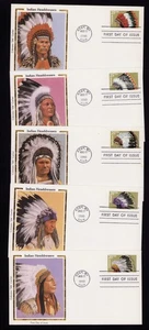 2501-2505 Indian Headdresses Set of 5 Colorano FDC First Day Covers 1990 - Picture 1 of 4