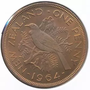 Nueva Zelanda 1964 un centavo 1d Elizabeth II - elección sin circular - Imagen 1 de 3