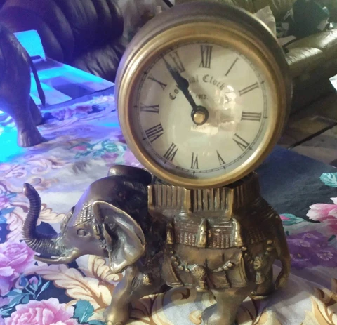 Vintage Colonial Clock Co.  Elephant Clock 7 X 6.5"/ China Cover