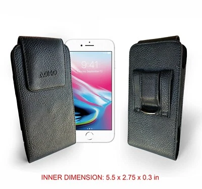 Vertical LEATHER Belt Clip Pouch Case (5.5 x 2.75 x 0.3 in) for iPhone 8/ 7/ 6 - Image 1 of 3