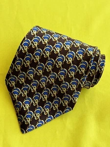 Authentische Krawatte CELINE PARIS verbindendes Trensendesign auf brauner 100 % Seide - Bild 1 von 11