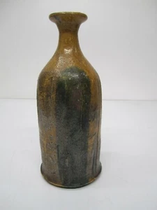 Vtg 1970s Howell Signed Stoneware Pottery Drip Vase Bottle Jug Mottled Brown 11" - Picture 1 of 8