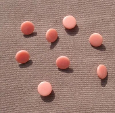 Salmon Coral Orange Flat Self-Shank Buttons 1/2" Set of 8 Vintage - Image 1 of 3