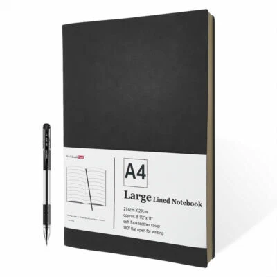 A4 Notebook Soft Leather Cover 400 Pages Lined Writing Paper Personalised Diary - Image 1 of 4