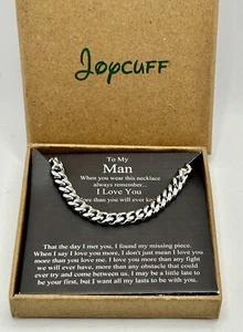 JOYCUFF “To My Man” Stainless Silver 18” Cuban Link Chain Necklace Valentines - Picture 1 of 4