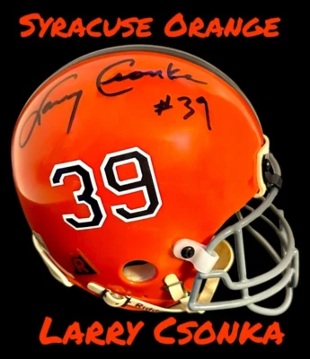 拉里·CSONKA 亲笔签名签名 SYRACUSE 橙色 THROWBACK 迷你头盔 带真品证明 — 第 1/4 张图片
