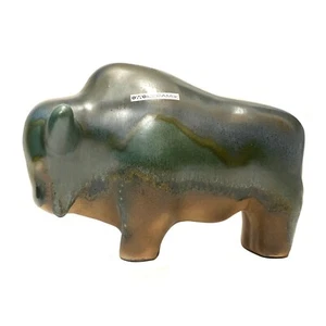 Otto Keramik XL Bull- Yellow Over Sea Green Glaze West German Pottery-Styled Art - Picture 1 of 3