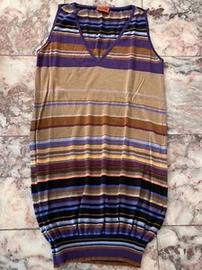 Missoni Orange Label Striped Sleeveless Dress in Cashmere and Silk Size M - Picture 1 of 9