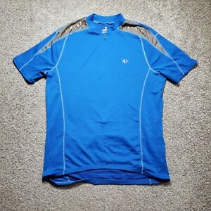 Pearl Izumi Cycling Jersey Mens Large Blue Short Sleeve Half Zip Three Pocket