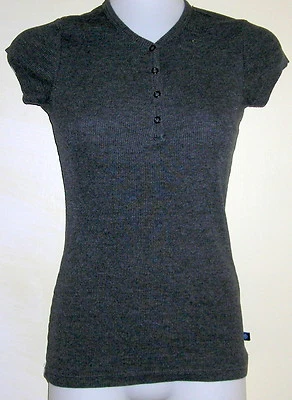 AZUL ASFALTO - TALLA JUNIOR MEDIANA - GRIS ACANALADO MANGA CORTA PUNTO TOP POLI/COTT Foto 1 de 2