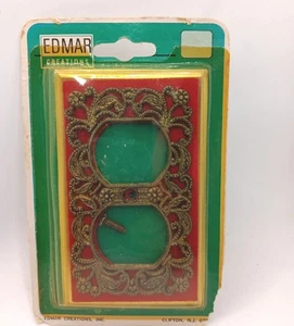 Vintage Edmar Creations Messing verziert Doppel Kipp Lichtschalter Platte Abdeckung Neu aus altem Lagerbestand - Bild 1 von 4