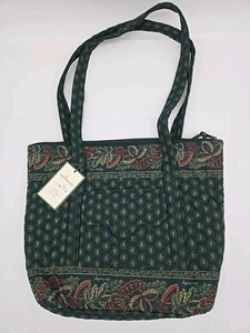 Borsa tote bag vintage Vera Bradley classica verde Petite Villager nuova con etichette - Foto 1 di 13