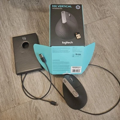 Logitech MX Vertical Mouse left click needs REPAIR - comes in box, usb, cable - Image 1 of 4