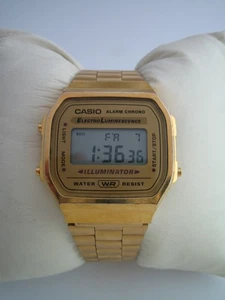 CASIO WATCH VINTAGE DIGITAL  A168WG-9EF STAINLESS STEEL UNISEX ALARM GENUINE - Picture 1 of 6
