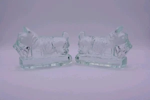 Scottie Dog Bookends Clear Glass *Heavy* Set Of 2 Vintage MCM 1950s 1960s - Picture 1 of 9