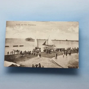 Hunstanton Postcard 1909 Norfolk Edwardian Beach Scene Horse Cart Boats - Picture 1 of 2