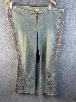 Pantalones de mezclilla para mujer vintage Z. Cavaricci bordados cremallera mosca talla 14 algodón acampanado Foto 1 de 4