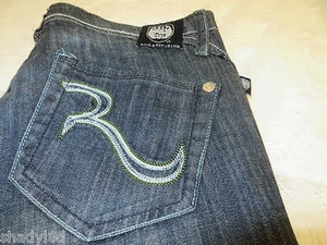 ROCK & REPUBLIC SKYNARD Straight Leg 29 x 33 ½" Contrast Stitch Blue EXCELLENT - Picture 1 of 6