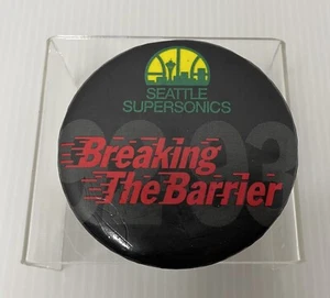 Vintage NBA Basketball Seattle Supersonics 3” Pin Button “Breaking The Barrier” - Picture 1 of 3