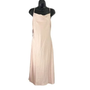 Birdy Grey Lisa Matte Satin Draped Cowl Neck Bias Cut Midi Dress Rose Gold Small - Picture 1 of 9