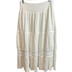 CITY CHIC X STARLING REINE | Ivory Tiered Lace Maxi Skirt Size L (20) - Picture 1 of 16