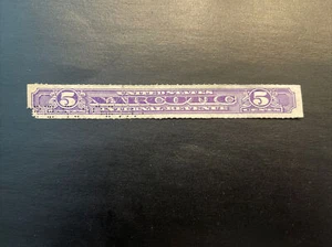 US STAMPS #RJA62b... NARCOTIC REVENUE USED 5 Cent Small Damage - Picture 1 of 2