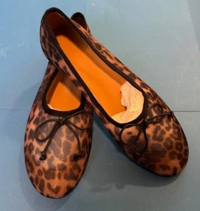 Mesh Leopard Print ballet flats for women Bow round Toe Mary Jane Flats Size 7 - Picture 1 of 5
