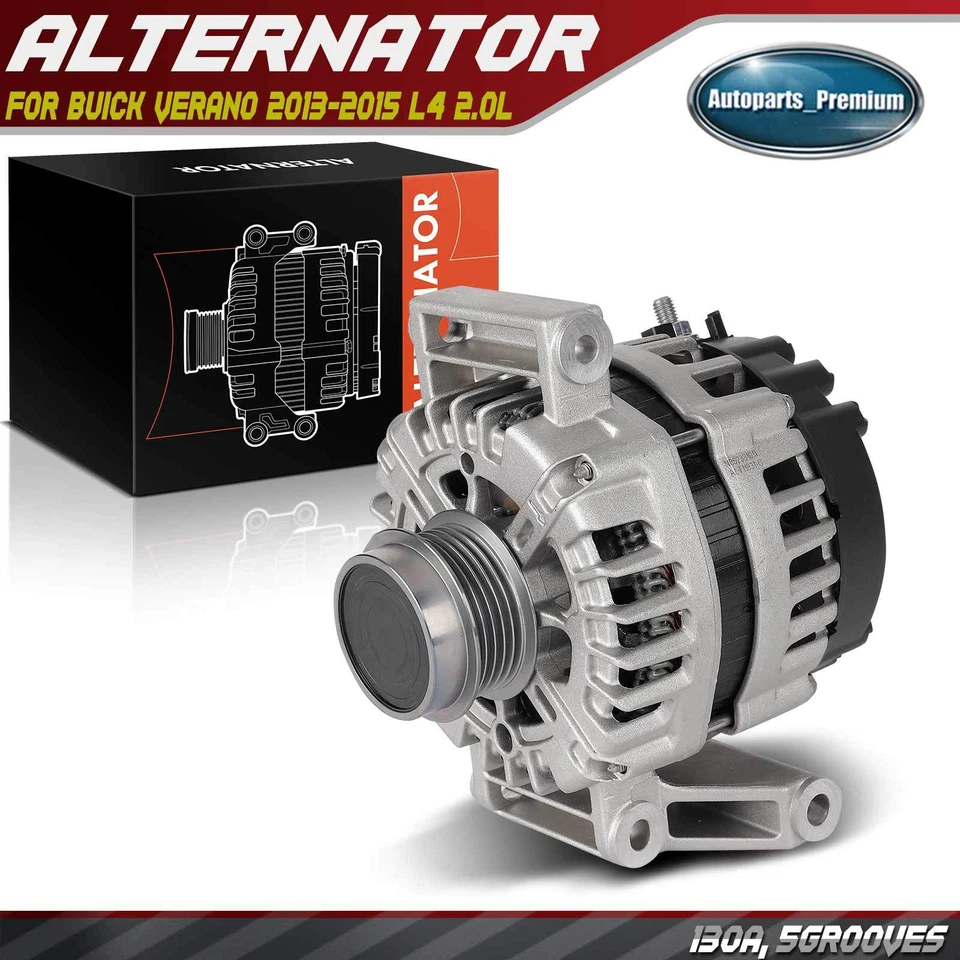 Alternator for Buick Verano 2013-2015 2.0L 130A 12V CW 5-Groove Decoupler Pulley - Image 1 of 4
