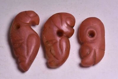 7.5CM Hongshan Culture Red Crystal Beast Face Three Item Set Amulet Pendant - Image 1 of 4