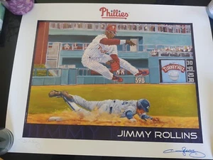 Philadelphia Phillies Jimmy Rollins Autograph Dick Perez Signed Ltd Print #546 - Picture 1 of 8