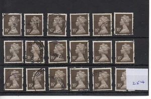 GB - Machin - (AM 254) 35p value x 18 copies - SG Y1700 - SG Cat £22 - used - Picture 1 of 1