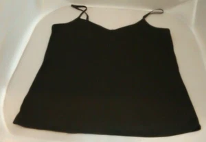 Ladies soft smooth plain Black V-Neck strappy Camisole cami top  size 12 14 - Picture 1 of 2