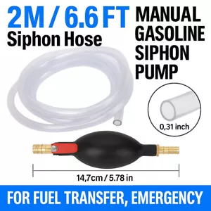 Gasoline Fuel Transfer Siphon Hose and Hand Pump Kit for Car Truck Motorcycle - Picture 1 of 9