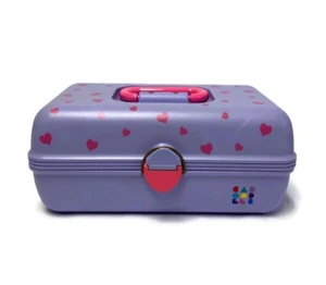 Vintage Caboodles Case Purple Lilac Pink Hearts 2602 Makeup Case 90’s - Picture 1 of 15