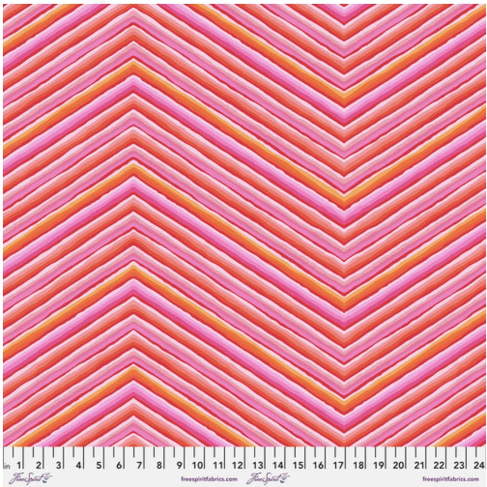 Free Spirit Kaffe Fassett Chevron Stripe Pink Cotton Fabric By The Yard - Image 1 of 1