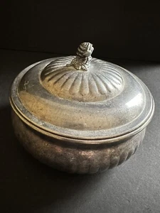 Vtg Wallace Silver plate Lidded Bowl Box 5” Baroque Rosebud Knob #9119 - Picture 1 of 15