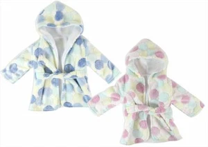 First Steps Baby Hooded Robe Blue Dots One Size  Dressing Gown - Picture 1 of 1