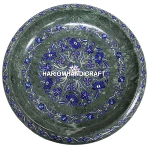 Cuenco de mármol verde lapislázuli con incrustaciones florales cocina GRATIS plato blanco decoración H538 - Imagen 1 de 9