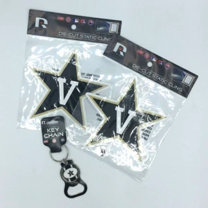 VANDERBILT STATIC DECALS (2) AND BOTTLE OPENER KEYCHAIN BY RICO FREE SHIP - Picture 1 of 2