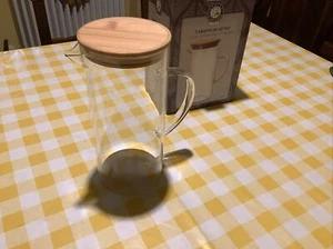 Caraffa In Vetro Con Coperchio In Legno 1,3 L. - Foto 1 di 4