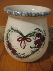 Casey Pottery Marshall Texas 3.75" Jar Floral Flower Heart Farmhouse Cottage USA - Picture 1 of 6