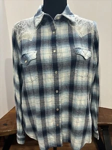 WRANGLER Women Western Core Cowgirl Core Cabin Core Snap Buttons Blouse SZ XL - Picture 1 of 10