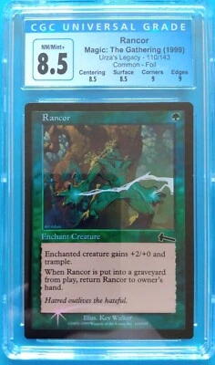 FOIL 🌈🌳 Rancor 🌳🌈 Urza's Legacy | Vintage MTG | NM+ / Mint! | CGC 8.5 - Image 1 of 2