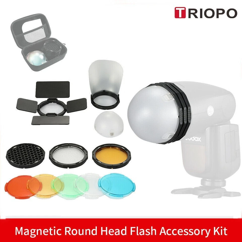 US TRIOPO TR-09 Magnetic Round Flash Head Diffusers For Godox V100 V1 Pro AD200